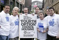 Tenants and trade unionists prepare to leaflet Labour conference delegates (photo Simon Clark www.eyebox.net)